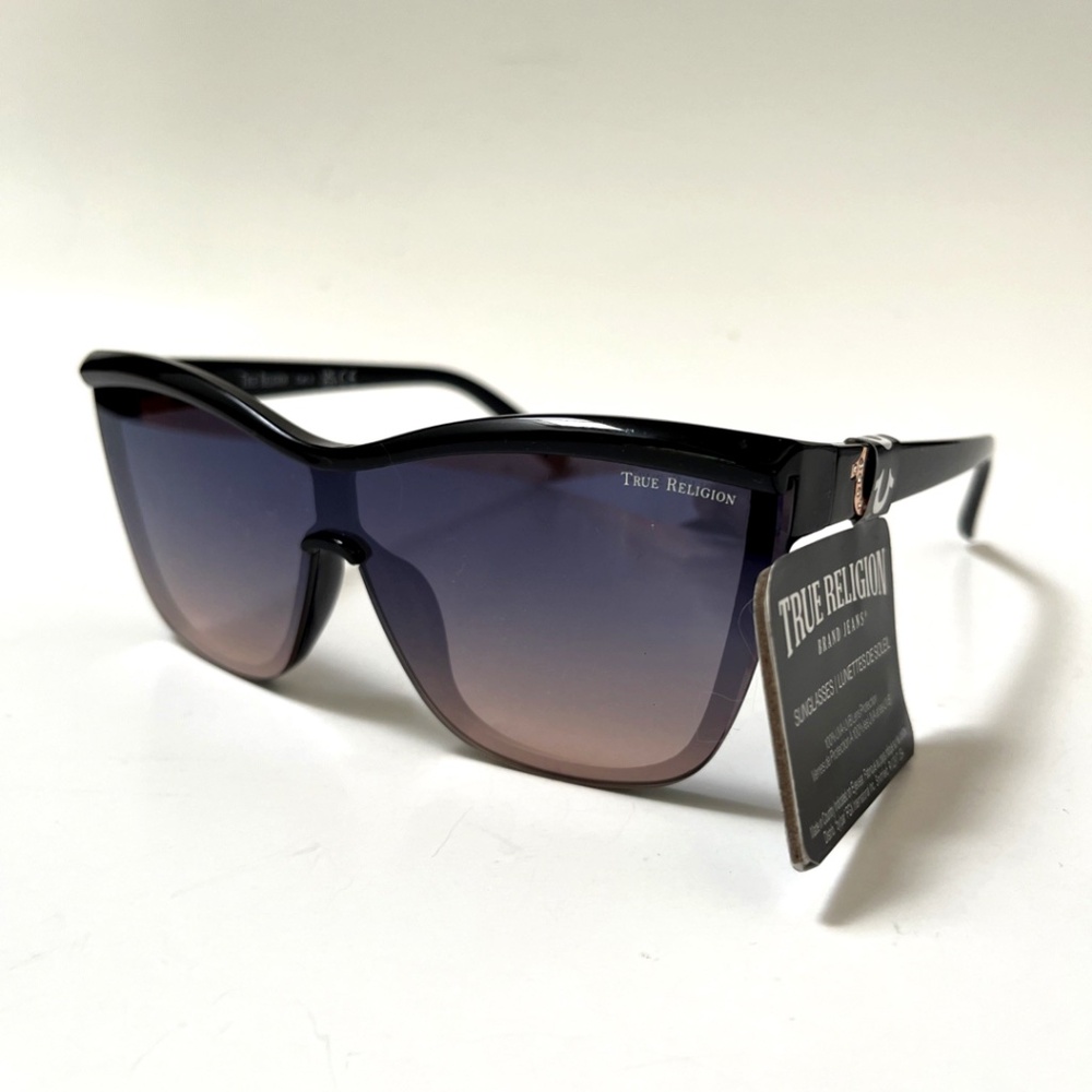 New TRUE RELIGION Cat Eye Rhinestone Sunglasses Acetate Gradient Lens Iridescent